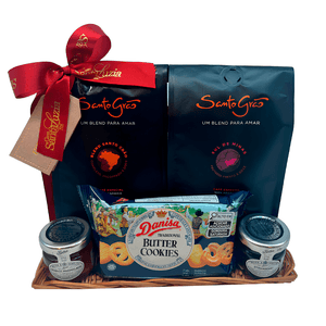 Cesta Presente Café Santo Grão, Biscoito e Geleia - 4 itens