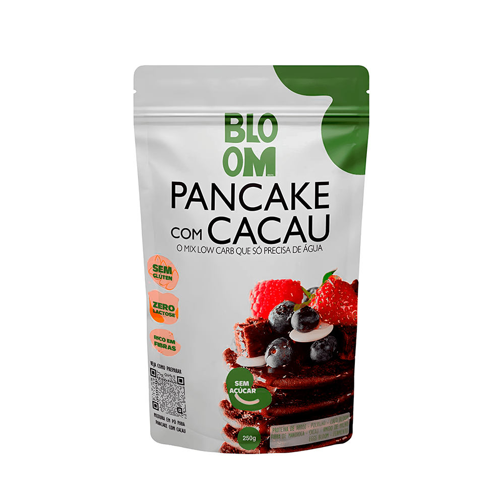 Mistura em Pó Pancake com Cacau Low Carb Sem Glúten e Sem Lactose Bloom – 250g