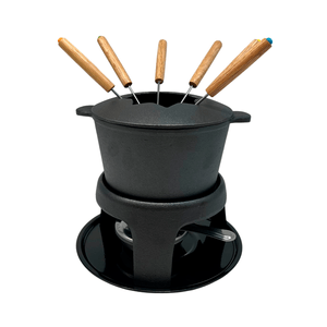 Jogo de Fondue em Ferro Fundido Preto – 11 Peças