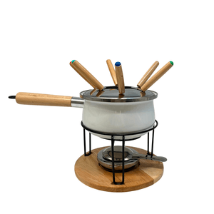 Jogo de Fondue com Cabo e Base de Madeira – 11 Peças