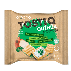 Torrada Tostiq Quinua Sabor Cebola e Salsa Sem Glúten, Vegano e Sem Açúcar Amana – 70g
