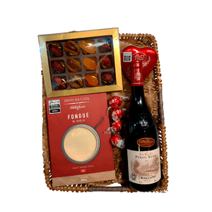 Cesta Presente Dia dos Namorados Especial Vinho e Fondue I - 5 itens