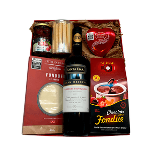 Cesta Presente Dia dos Namorados Especial Vinho e Fondue II - 6 itens