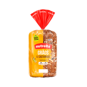 Pão de Forma Integral Grãos e Castanhas  Nutrella – 450g