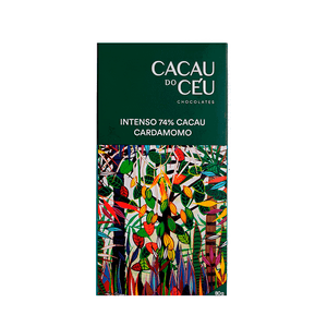 Chocolate 74% Cacau com Cardamomo Sem Glúten  Cacau do Céu – 80g