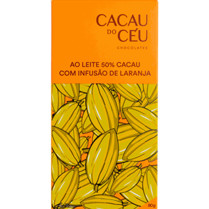 Chocolate 50% Cacau com Laranja Sem Glúten Cacau do Céu  – 80g