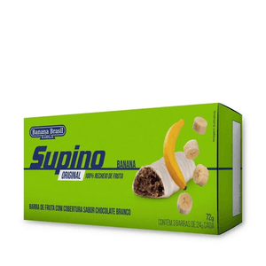 Barra de Frutas e Chocolate Branco Tradicional Supino Banana Brasil – 72g