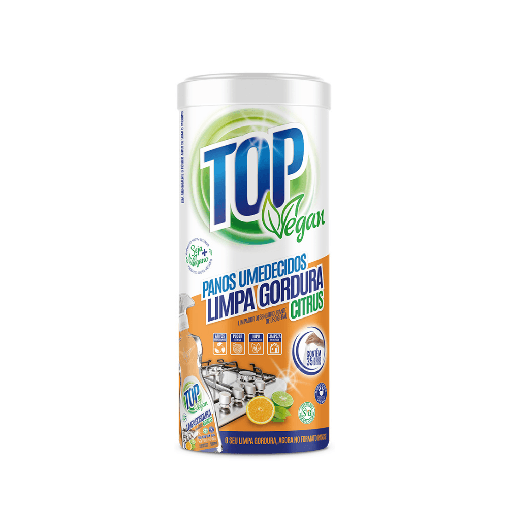 Panos Umedecidos Limpa Gorduras Top Vegan – 35un