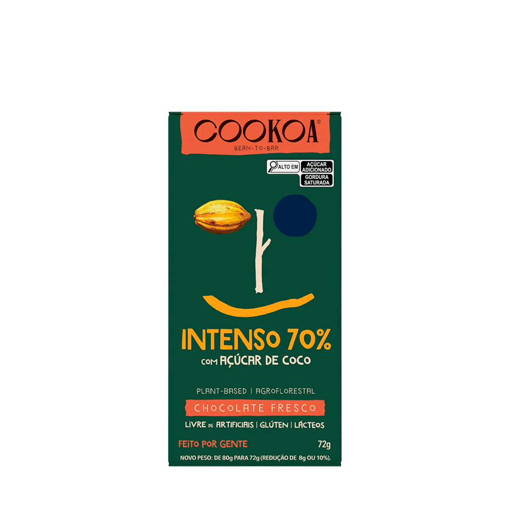 げんこ Chocolate 70% Intenso Cookoa – 72g - Casa Santa Luzia