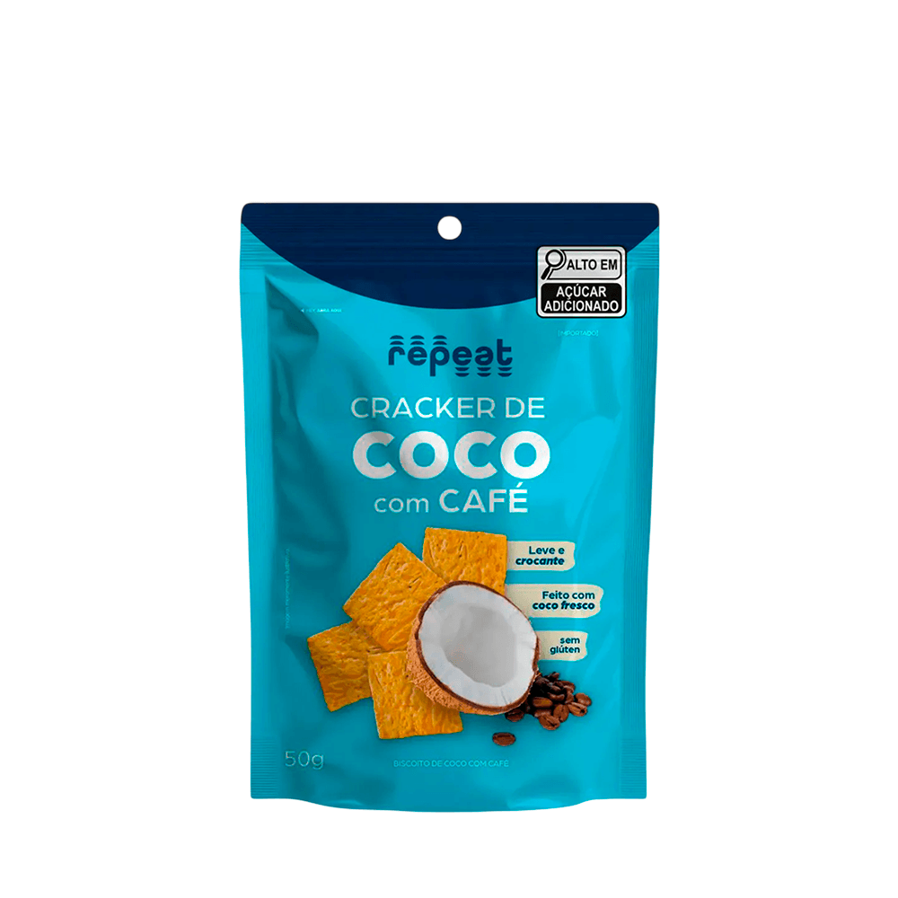 Cracker Coco com Café Sem Glúten Repeat – 50g - Casa Santa Luzia