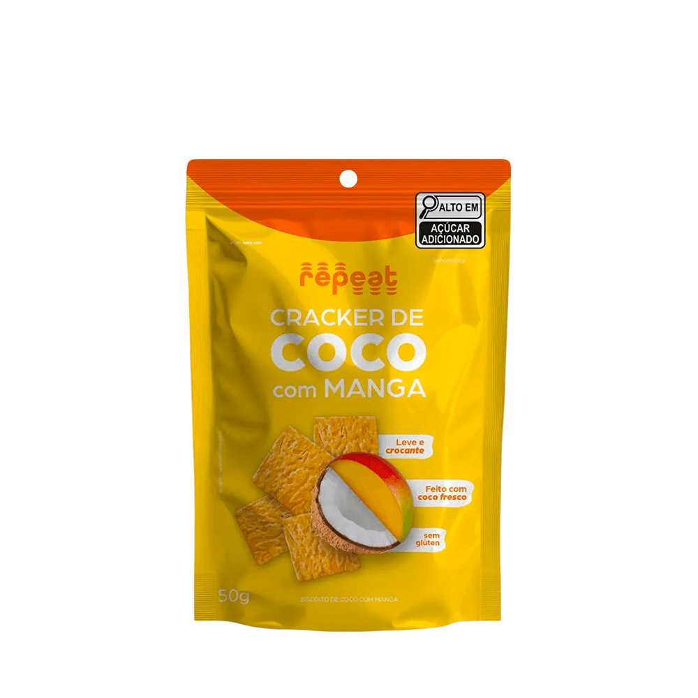 Cracker Sabor Coco e Manga Sem Glúten Repeat - 50g - Casa Santa Luzia