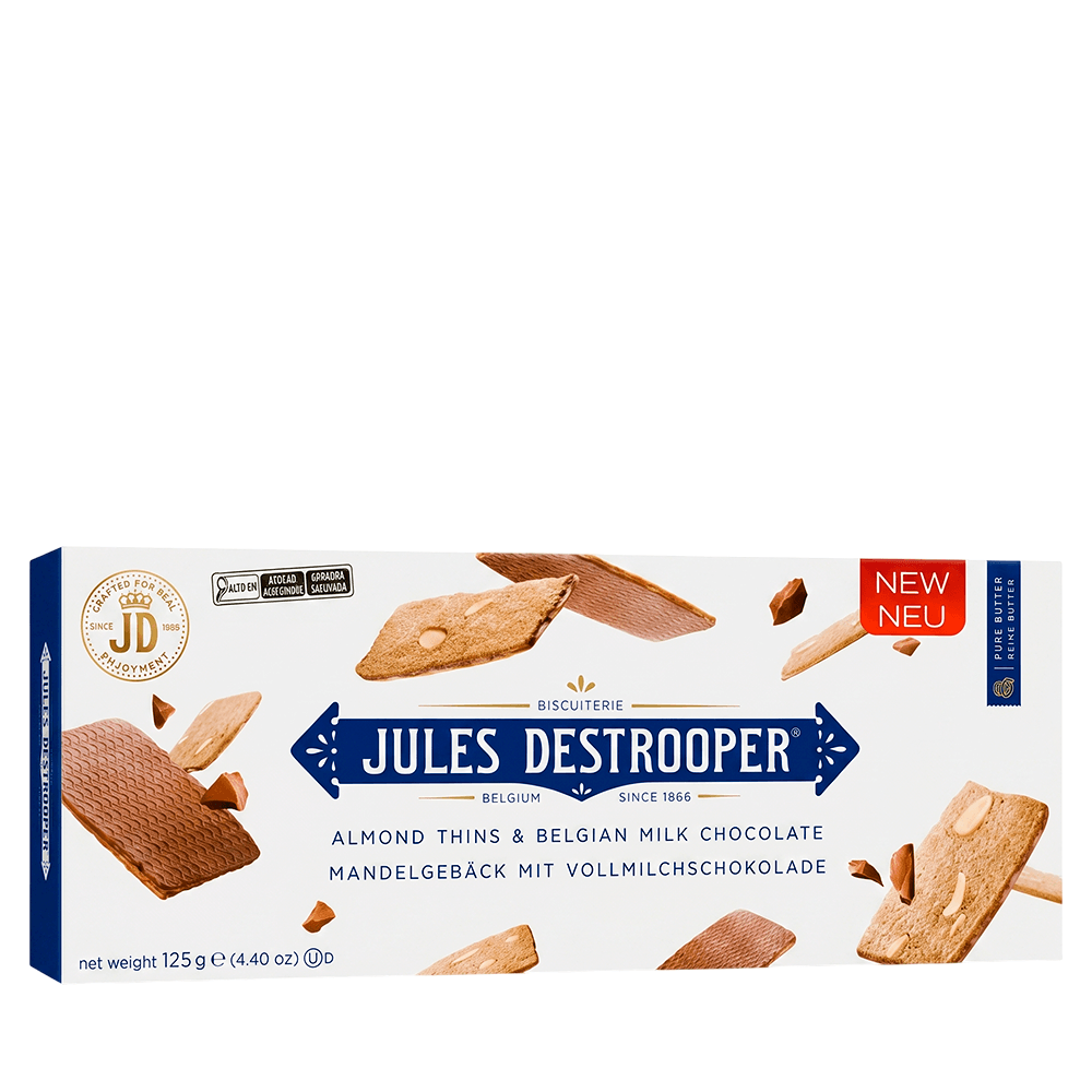 Biscoitos de Amêndoas Cobertas com Chocolate Belga ao Leite Jules Destrooper  – 125g