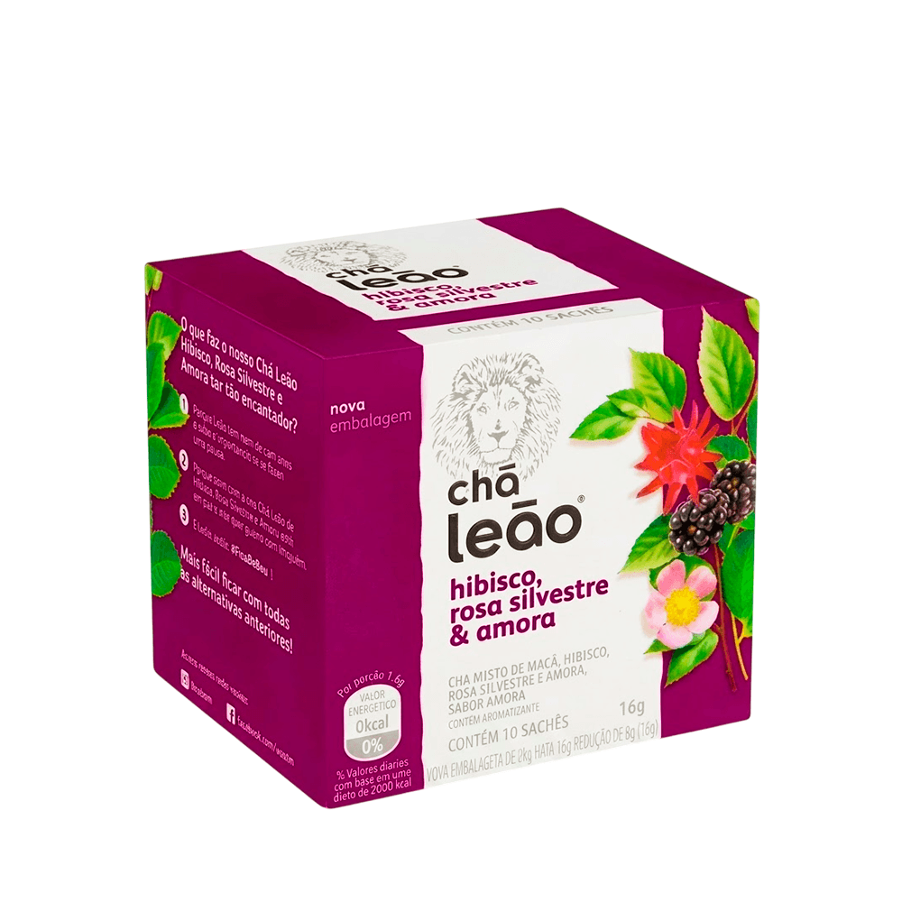 Chá de Hibisco, Rosa Silvestre e Amora Leão – 20g com 10 unidades