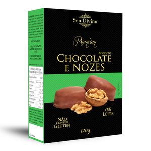 Biscoito de Chocolate com Nozes Sem Glúten Linha Premium Seu Divino 120g