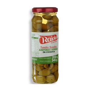 Azeitonas Verdes Com Caroço Raiola 345g
