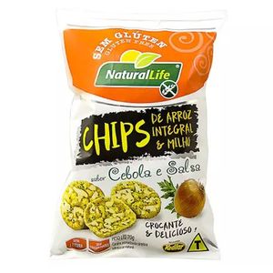 Chips de Arroz Integral e Milho Sabor Cebola e Salsa Sem Glúten Natural Life 70g