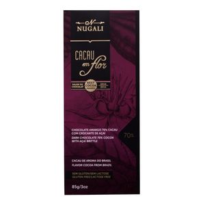 Chocolate 70% cacau com crocante de açaí Nugali 85g
