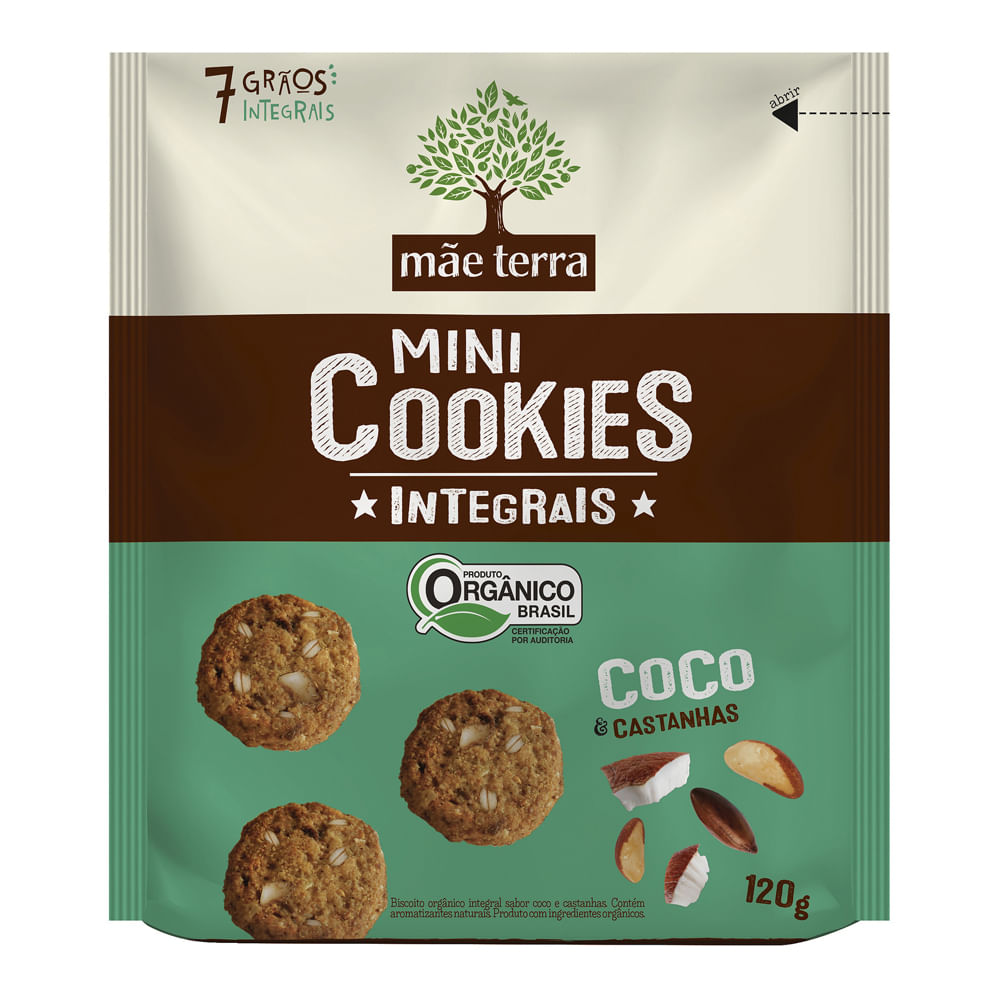 Mini Cookies Coco e Castanhas Mãe Terra 120g