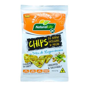 Chips de Arroz Integral e Milho com Mix de Legumes Sem Glúten Natural Life 70g