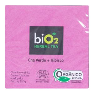 Chá Verde Orgânico com Hibisco Herbal Tea biO2 19,5g