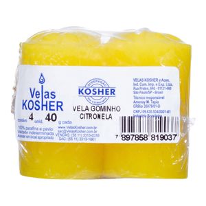 Vela Gominho Aromatizada Citronela Kosher Com 4 Unidades