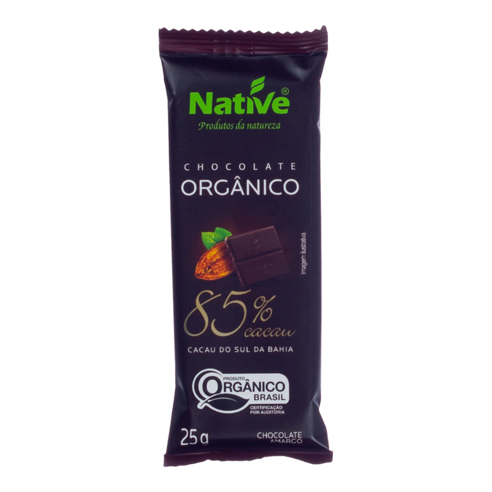 Chocolate Orgânico Native 85% Cacau 25g - Casa Santa Luzia