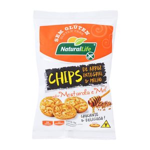 Chips de Arroz Integral e Milho Sabor Mostarda e Mel Sem Glúten Natural Life 70g