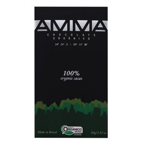 Chocolate orgânico 100% cacau Amma 80g