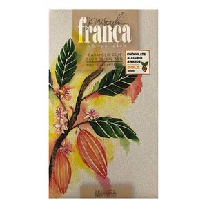 Chocolate Branco Com Caramelo e Flor de Sal 36% Sem Glúten Priscyla França 65g