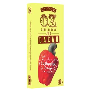 Chocolate 70% Cacau Com Castanha De Caju Zero Açúcar Choco Oz 80g