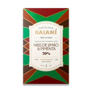 Chocolate 70% Intenso Com Nibs de Limão e Pimenta Baianí 58g