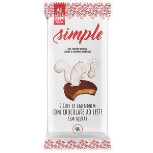 Cups de Amendoim Com Chocolate ao Leite Sem Açúcar Simple 40g