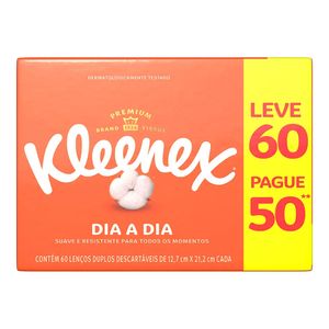 Lenços Duplos Descartáveis Dia a Dia Kleenex Leve 60 Pague 50 Unidades