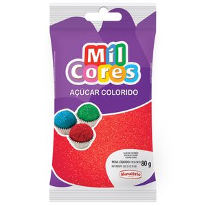 Açúcar Granulado Vermelho Mil Cores Mavalério 80g