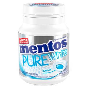 Goma de Mascar Mint Pure White Sem Açúcar Mentos 56g