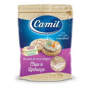 Biscoito de Arroz Integral com Chia e Linhaça Camil 150g
