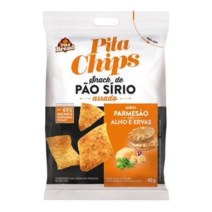 Snack de Pão Sírio Sabor Parmesão Com Alho e Ervas Pita Chips 45g