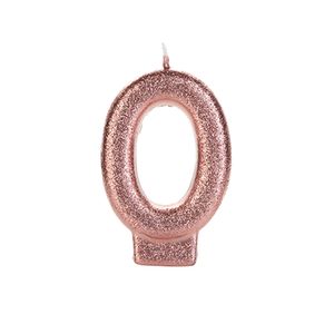 Vela de Aniversário Glitter Bronze Número 0 Silver Plastic