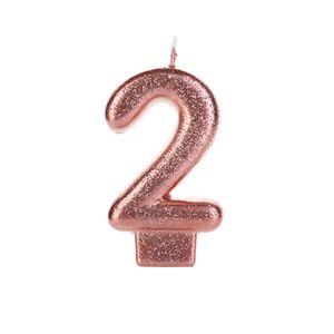 Vela de Aniversário Glitter Bronze Número 2 Silver Plastic