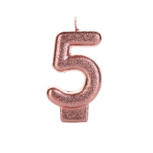 Vela de Aniversário Glitter Bronze Número 5 Silver Plastic