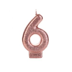 Vela de Aniversário Glitter Bronze Número 6 Silver Plastic