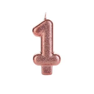 Vela de Aniversário Glitter Bronze Número 1 Silver Plastic