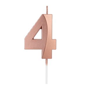 Vela de Aniversário Perolizada Rosé Número 4 Silver Plastic