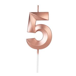 Vela de Aniversário Perolizada Rosé Número 5 Silver Plastic