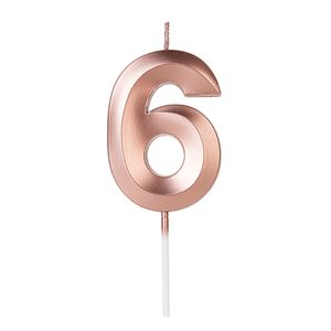 Vela de Aniversário Perolizada Rosé Número 6 Silver Plastic