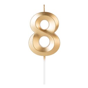 Vela de Aniversário Perolizada Dourada Número 8 Silver Plastic