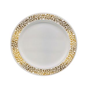 Prato Refeição Borda Vazado Silver Plastic 6 Unidades