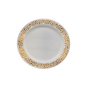 Prato Sobremesa Borda Vazado Silver Plastic 6 Unidades