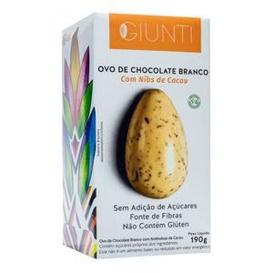 Ovo de Chocolate Branco Giunti Sem Açúcar e Sem Glúten NIBS 190g