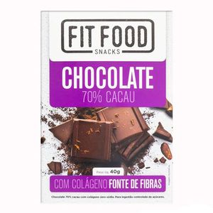 Chocolate 70% Cacau Com Colágeno Fit Food 40g
